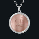 Collier Monogramme métal brossé Chic Rose or initial<br><div class="desc">Ce collier chic présente un gros monogramme de script sur un arrière - plan de texture métallique brossée or rose. Un cadeau féminin unique pour 16 ans,  fêtes et toute occasion spéciale. Conçu pour vous par des Tee - shirts extrêmes !</div>