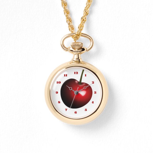 Collier Montre Cerise Rouge (Recto)