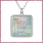 Collier Motif Abstrait vert bleu rose texturé<br><div class="desc">Motif Abstrait vert bleu rose texturé</div>