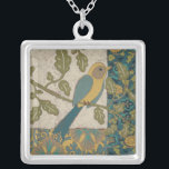Collier Oiseau jaune et bleu Turquoise perché sur une bran<br><div class="desc">Cette belle peinture d'un oiseau jaune et bleu turquoise sur une branche s'adapterait parfaitement à n'importe quel produit Zazzle. Le tableau de Chariklia Zarris,  inspiré du collage,  est composé de nombreux motifs,  fleurs et feuilles différents. Commandez aujourd'hui !</div>