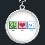 Collier Peace Love 50th Birthday Cute Party<br><div class="desc">Un signe de paix,  un coeur,  et le chiffre cinquante. Un grand cadeau de cinquantième anniversaire.</div>