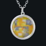 Collier peinture gris jaune blanc abstrait<br><div class="desc">peinture gris jaune blanc abstrait</div>