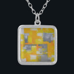 Collier peinture gris jaune blanc abstrait<br><div class="desc">peinture gris jaune blanc abstrait</div>