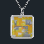 Collier peinture gris jaune blanc abstrait<br><div class="desc">peinture gris jaune blanc abstrait</div>