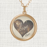 Collier Plaqué Or amour & nom sur Cosmos Coeur Motif,<br><div class="desc">Design de photo spatiale en forme de coeur avec "amour" en script, décore ce charme de collier doré de .75". L'arrière - plan et le mot "amour" est une couleur perle, le nom est brun foncé, le coeur est des teintes de bronze. Modifiez ou supprimez du texte à l'aide du...</div>