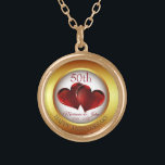 Collier Plaqué Or Anneau D'Or Et Coeurs Rouges<br><div class="desc">Bague or élégant et mignon et coeurs rouge foncé</div>