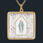 Collier Plaqué Or Belle Mère Florale catholique<br><div class="desc">Avec une élégante aquarelle fleurie et Blessed Mother design,  ces colliers sont parfaits pour les filles et les femmes qui ont une dévotion à Marie. Trouvez les articles correspondants dans ma boutique.</div>