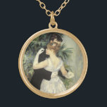 Collier Plaqué Or City Dance de Pierre Renoir, Art Vintage<br><div class="desc">City Dance (1883) de Pierre Renoir est un impressionnisme vintage de peinture d'amour d'art et de portrait romantique. Les jeunes mariés sont habillés d'un somptueux smoking et d'une élégante robe. La mariée et le marié dansent dans la salle de bal pour leur première danse romantique le jour de leur mariage....</div>
