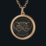 Collier Plaqué Or Coeurs d'or - Anniversaire de l'or<br><div class="desc">Coeurs dorés élégants et nombres étincelants dorés. 50e anniversaire du mariage</div>