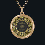Collier Plaqué Or Élégant 50e anniversaire de Mariage Black & Gold<br><div class="desc">Élégant damas noir et or 50e anniversaire mariage</div>