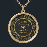 Collier Plaqué Or Élégant 50e anniversaire de Mariage Black & Gold<br><div class="desc">Élégant 50e anniversaire de mariage noir et or</div>