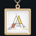 Collier Plaqué Or Élégant monogramme de lettre artistique. Lettre A<br><div class="desc">Élégant et drôle monogramme artistique. Voici la lettre "A". Ligne de style moderniste et décoration artistique couleur, l'oiseau drôle est assis sur la lettre. Le champ artistique sous la lettre. Collier unique, unique en son genre pour les femmes. Vous pouvez choisir un autre style de produit. Vous pouvez transférer cette...</div>