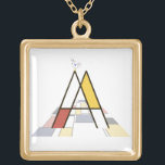 Collier Plaqué Or Élégant monogramme de lettre artistique. Lettre A<br><div class="desc">Élégant et drôle monogramme artistique. Voici la lettre "A". Ligne de style moderniste et décoration artistique couleur, l'oiseau drôle est assis sur la lettre. Le champ artistique sous la lettre. Collier unique, unique en son genre pour les femmes. Vous pouvez choisir un autre style de produit. Vous pouvez transférer cette...</div>