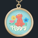 Collier Plaqué Or Elmo Happy !<br><div class="desc">Ce mignon motif de rue Sésame présente Elmo détendu et heureux. © 2021 Sesame Workshop. www.sesamestreet.org</div>