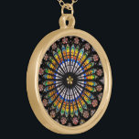 Collier Plaqué Or Fenêtre en verre teinté vintage de cathédrale<br><div class="desc">Fenêtre rose (chaud-modifiée la tonalité) de la cathédrale de Strasbourg,  une cathédrale catholique à Strasbourg,  Alsace,  France. Grand cadeau catholique et chrétien pour lui aussi bien qu'un souvenir de voyage pour vous-même et pour la famille et les amis.</div>
