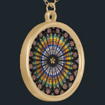 Collier Plaqué Or Fenêtre en verre teinté vintage de cathédrale<br><div class="desc">Fenêtre rose (chaud-modifiée la tonalité) de la cathédrale de Strasbourg,  une cathédrale catholique à Strasbourg,  Alsace,  France. Grand cadeau catholique et chrétien pour lui aussi bien qu'un souvenir de voyage pour vous-même et pour la famille et les amis.</div>