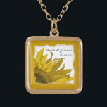 Collier Plaqué Or Mariage du coin du tournesol jaune<br><div class="desc">Le joli collier de Pendentif Mariage Sunflower Corner fait un cadeau personnalisé unique pour la mariée ou ses servantes d'honneur. Customisez-le avec le nom personnel de la date de la mariée, du marié et de la cérémonie de mariage ou votre propre texte, si vous le souhaitez. Cet élégant collier de...</div>