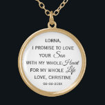 Collier Plaqué Or Mère personnalisée du cadeau de marié de la jeune<br><div class="desc">Beau et classique cadeau pour la mère du MARIÉ de la jeune mariée personnalisée avec la mère du nom du marié,  du nom de la jeune mariée,  et de la date de mariage</div>