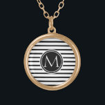 Collier Plaqué Or Motif à bandes minces<br><div class="desc">Design élégant et moderne. Motif. Noir et blanc. monogramme personnalisé. Conception par José Ricardo</div>