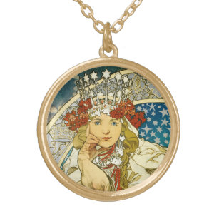Collier Plaqué Or Princesse Hyacinth Art Nouveau d'Alphonse Mucha