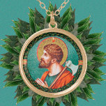Collier Plaqué Or Saint Matthias l'Apôtre (JMAS 09) Tour<br><div class="desc">Saint Matthias (1er siècle) a été choisi par lot dans l'intervalle entre l'Ascension et la Pentecôte pour remplacer Judas Iscariot comme apôtre. Les traditions varient un peu au sujet de son ministère post-sélection mais conviennent qu'il a souffert d'un martyre. Ici, il porte une hache comme instrument; dans d'autres représentations, il...</div>