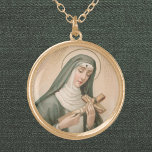 Collier Plaqué Or Sainte-Rita de Cascia (M 015)<br><div class="desc">Femme, Mère, Veuve, Nonne—St. Rita de Cascia (1386-1457) a connu de nombreuses étapes de la vie. La vie, cependant, avait un moyen de la mettre entre le marteau et l'enclume. Pour cette raison, elle est vénérée comme patronne de causes perdues et impossibles. Consacrée à la Passion du Christ, elle a...</div>