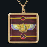 COLLIER PLAQUÉ OR SCARABE À FEU ÉGYPTIENNE ANTIQUE /BOÎTE À DENRÉES<br><div class="desc">Bijoux élégante en émail d'or égyptien avec de grandes ailes et deux maïs doré en arrière - plan bordeaux rouge. . Développement graphique numérique par Bulgan Lumini</div>