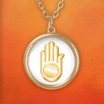 Collier Plaqué Or Symbole Jain<br><div class="desc">Ahimsa d'or symbole de la foi jaïenne. D'autres produits avec ce design sont disponibles dans la catégorie Jain de ce magasin. Cliquez simplement sur le lien ou l'icône de mon magasin et faites défiler.</div>