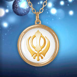 Collier Plaqué Or Symbole sikh<br><div class="desc">Gold Khanda,  symbole de la religion sikh. ***Veuillez noter que la couleur or sur l'oeuvre n'est pas métallique.*** D'autres produits avec ce design sont disponibles dans la catégorie Sikh de ce magasin.</div>