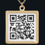 Collier Plaqué Or Téléchargez votre code QR Cute unique noir et blan<br><div class="desc">Partagez n'importe quel site avec un collier doré à code QR scannable personnalisé mignon. Pour créer votre propre collier unique, téléchargez simplement votre image de code QR au modèle. En option, vous pouvez également télécharger une photo ou un logo d'entreprise. Surprenez vos amis avec un message en ligne amusant, donnez...</div>