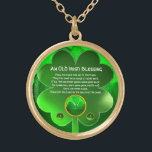 Collier Plaqué Or Une Vielle Bénédiction Irlandaise<br><div class="desc">Joyau celtique élégant, unique en or avec une pierre émeraude et entrée shamrock avec une ancienne prière irlandaise à l'intérieur pour la Saint Paddy's Day (, St. Patty ). Pierres 3D vibrantes et design très précis, modélisation et rendu 3D par Bulgan Lumini (c).Partie de la série Hyper Talismans. .Un design...</div>