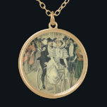 Collier Plaqué Or Vélo neuf mariée et mariée Mariage victorienne<br><div class="desc">Illustration vintage amour et romance Image mariage victorienne montrant une mariée dans sa robe et son voile mariages et le marié dans son smoking. Un design romantique avec le mari et la femme jeunes mariés chevauchant un vélo tandem antique après leur cérémonie de mariage entouré par les invités et les...</div>