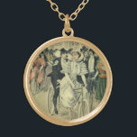 Collier Plaqué Or Vélo neuf mariée et mariée Mariage victorienne<br><div class="desc">Illustration vintage amour et romance Image mariage victorienne montrant une mariée dans sa robe et son voile mariages et le marié dans son smoking. Un design romantique avec le mari et la femme jeunes mariés chevauchant un vélo tandem antique après leur cérémonie de mariage entouré par les invités et les...</div>