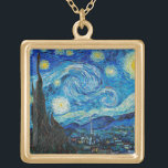 Collier Plaqué Or Vincent van Gogh, Starry Night<br><div class="desc">Starry Night,  célèbre peinture de Vincent van Gogh</div>