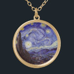 Collier Plaqué Or Vincent Van Gogh Starry Nuit Vintage Art<br><div class="desc">Vincent van Gogh Starry Night Art Peinture Starry Night est un tableau de l'artiste post-impressionniste néerlandais Vincent van Gogh. Le ciel bleu de la nuit est rempli de nuages tourbillonnants, d'étoiles et d'une lune brillante croissant. La Nuit étoilée est la seule nocturne de la série de vues depuis la fenêtre...</div>