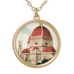 Collier Plaqué Or Vintage voyage Florence Firenze Italie Eglise Duom