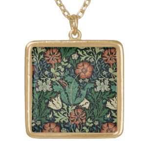 Collier Plaqué Or William Morris Compton Floral Art Nouveau Motif