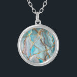 Collier Plateau acrylique Turquoise Turquoise Geode Kintsu<br><div class="desc">Belle Geodes Peint à la main Parfait pour toutes les occasions inspirées de Geode!</div>