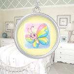 Collier Rainbow Butterfly Necklace<br><div class="desc">A cute rainbow butterfly digitally created in a cartoon watercolor style. Perfect design for kids and adults on many trendy products! Customize your background color or add text!</div>