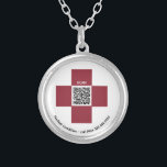 Collier *~* Red ICE Médicale Alert AP38 QR Cross<br><div class="desc">(code de recherche AP38 pour des articles similaires ) ICE - En coque de l'urgence PLAQUE D'ARGENT ROND NIVEAU / PENDENTIF - Alerte Médicale Bague Une croix qui est ROUGE contient le code QR. Vous pouvez également transférer ce design à la plupart des produits Zazzle. (Contactez-nous si vous avez besoin...</div>
