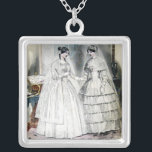Collier Robe Mariage victorienne deux femmes<br><div class="desc">L'image imprimée de la robe mariage victorienne provient d'un magazine de 1850 qui présente la mode mariage la plus à jour du jour. Beau art !</div>