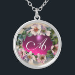 COLLIER ROSES SAUVAGES AVEC PIERRE DE GEM DE FUCHSIA ROSE<br><div class="desc">Design floral élégant, classe et classique. Beaux roses de chien rose avec une pierre gemme fuchsia améthyste brillante .3D graphismes et développement numérique en style vintage par Bulgan Lumini (c) Facile à customiser avec vos initiales et votre propre texte comme une cérémonie mariage faire-part, les cartes de place, enregistrer la...</div>