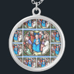 Collier Saint-Esprit Vitrail Vierge Marie Confirmation<br><div class="desc">Il s'agit d'une belle image en vitrail du Saint-Esprit / Saint-Esprit représentée par une colombe descendant sur Marie et les Apôtres sur la Pentecôte. .</div>