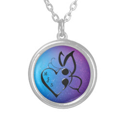 Collier Semicolon du papillon du coeur de sensibilisation