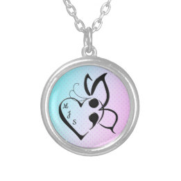 Collier Semicolon du papillon du coeur de sensibilisation