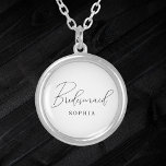 Collier Sirène de script minimaliste blanche<br><div class="desc">Un collier de calligraphie minimaliste moderne blanc bridesmaid est élégant. Il est parfait pour les bachelorettes et les cadeaux de fête de mariée.</div>