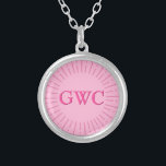 Collier Style vintage Pink Sun Burg Personnalisé Monogramm<br><div class="desc">Dessin de style rayon de soleil avec monogramme. Version rose. Colliers personnalisés. Modifiez les initiales pour en faire un produit personnalisé,  gardez-le sous forme de monogramme de 3 lettres ou faites-en un monogramme de 2 lettres. Idée cadeau.</div>