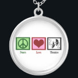 Collier Théâtre d'amour de paix<br><div class="desc">Un signe de paix,  coeur,  et un masque heureux et triste symbolisant l'action. Un cadeau mignon pour un acteur.</div>