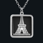 Collier Tour Eiffel noir blanc<br><div class="desc">Tour Eiffel Image d'oeuvres d'art noir et blanc</div>