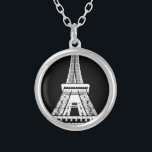 Collier Tour Eiffel noir blanc<br><div class="desc">Tour Eiffel Image d'oeuvres d'art noir et blanc</div>